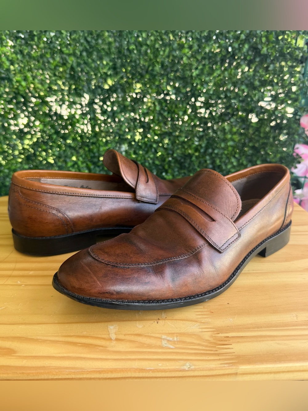 Joseph Abboud Clarence Men’s 9 Brown Leather Penny Loafers Dress Shoes